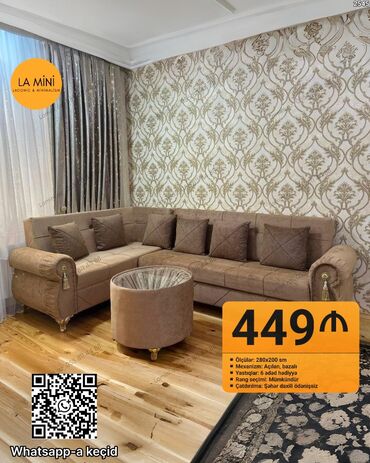 Komodlar: Künc divan dəsti – LA MINI dizaynı - Ölçülər: 280x200 sm - Mexanizm