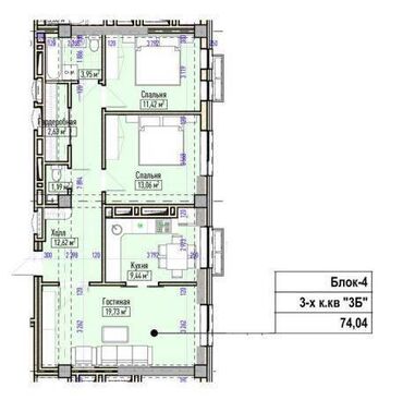 Помещения свободного назначения: 3 комнаты, 74 м², Элитка, 8 этаж, ПСО (под самоотделку)