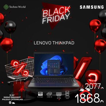 en ucuz notebook: Yeni Lenovo ThinkPad, 15.6 ", Intel Core i5, 512 GB, Pulsuz çatdırılma