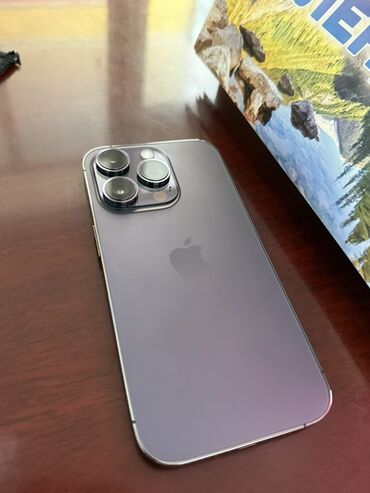 телефонду: IPhone 14 Pro, Колдонулган, 256 ГБ, Deep Purple, Коргоочу айнек, Каптама, 87 %