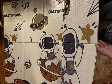 oyun maneji: Uşaq oyun döşəyi – ikiüzlü, kosmos temalı - Material: qalın, yumşaq — 2