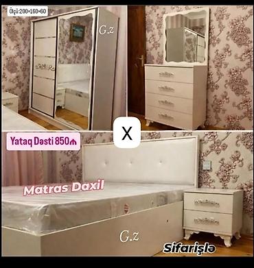 Yataq dəsti – 850₼ • Komplekt: 2 sürgülü qapılı iri şkaf (güzgülü), 4