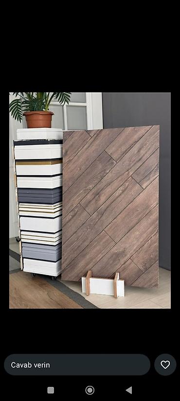 Laminat: Ağac naxışlı keramika döşəmə/Divar plitəsi - Material: keramika - Üst — 1