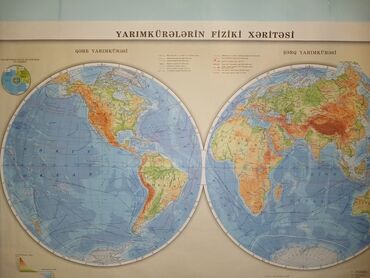 bakinin xeritesi: Azerbaycanin fiziki xeritesi(boyuk),yarimkurelerin fiziki