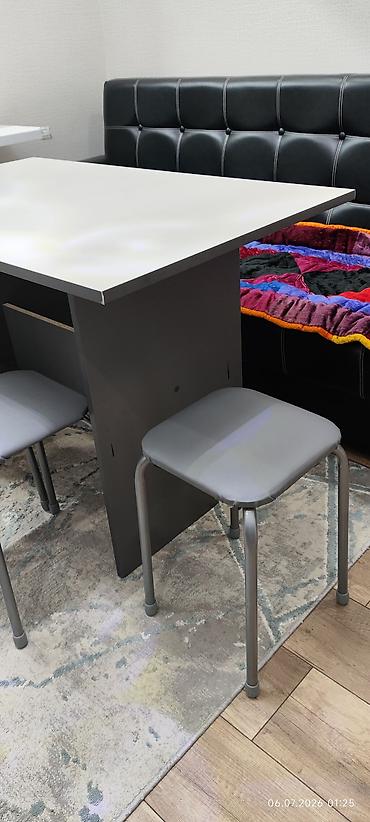 small table: Обеденная группа: прямоугольный стол + 4 табурета - Столешница — 2