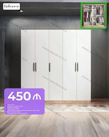 Düz dolab, Yataq otağı üçün, Paltar üçün, Açılan, Korpuslu, 5 qapı