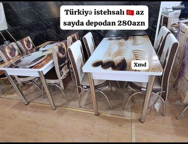 Masa və oturacaq dəstləri: Mətbəx üçün, Yeni, Açılan, Dördbucaq masa, 4 stul — 2