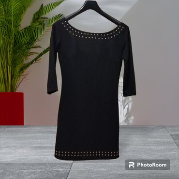 crna šljokičasta haljina: S (EU 36), bоја - Crna, Večernji, maturski, Dugih rukava