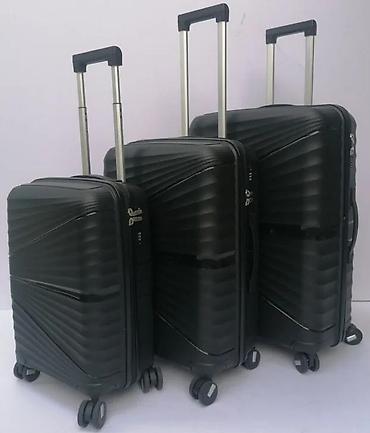 Putni koferi i torbe: Set tvrdih kofera – 3 komada, crna boja - Materijal: čvrsta ABS/PC — 3