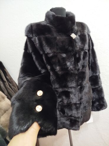 бриллианты с голубым: Шуба, Норка, Короткая модель, Италия, S