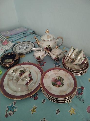 Çay dəsti, rəng - Qızılı, Farfor