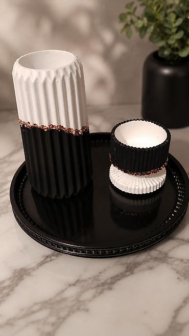 balmumu şamı: Dekorativ ev aksesuarları dəstləri - Material: gips/daş qarışığı — 1