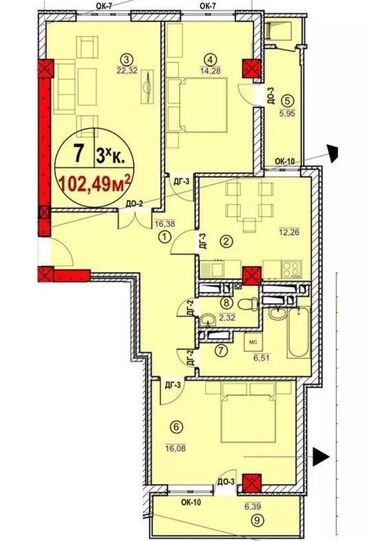 элитка квартиры: 3 комнаты, 103 м², Элитка, 4 этаж