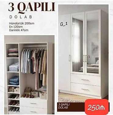 dehliz: 3 qapılı paltar dolabı Ölçülər: - Hündürlük: 200 sm - En: 120 sm - — 1