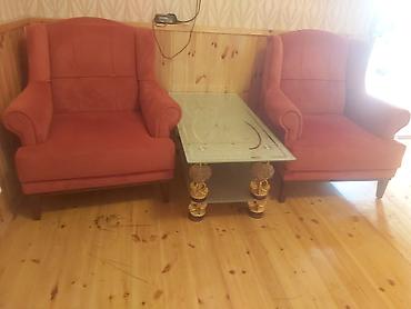 kreditle divanlar: Qırmızı rengde olan, 1 divan, 2 kreslo, yaxşı veziyyetde, temiz — 2