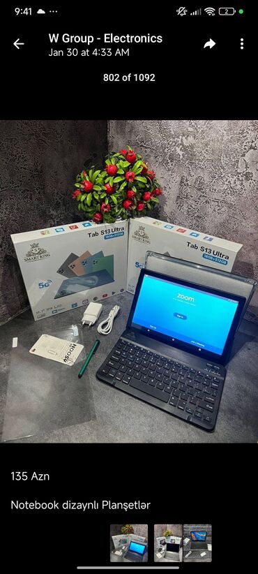 ipad planset: Smart King Tab S13 Ultra planşeti noutbuk dizaynına malikdir və 5G