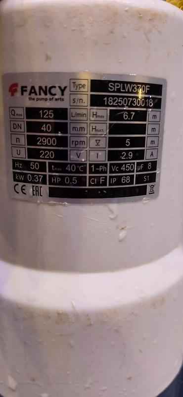 Təcili satılırFANCY SPLW370F drenaj/submersiya nasosu Texniki