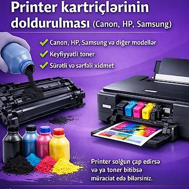 printer epson l850: Bütün növ ağ-qara və rəngli kartriclərin satışı, dolumu və təmiri — 1