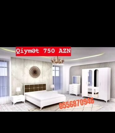 Yataq otağı dəstləri: İkinəfərlik çarpayı, Termo, Dolab, 2 tumba, Azərbaycan, Yeni