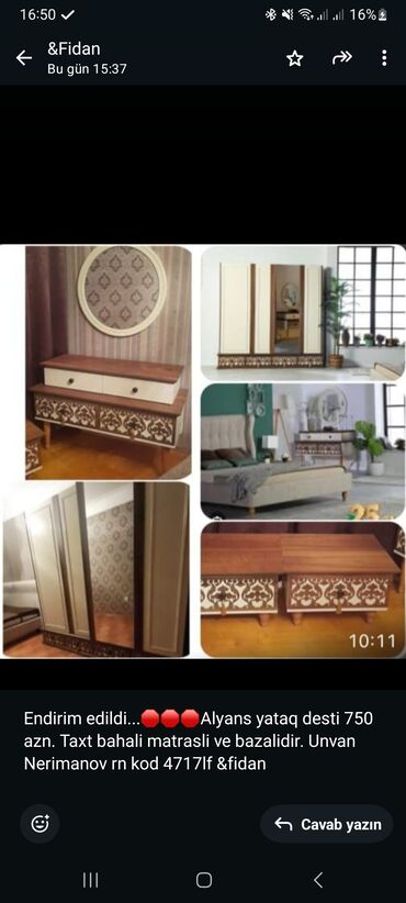 кухонный гарнитур в оше цена: Yataq desti. 600azn. tecili satılır. bazasi yoxdu.matras var . ünvan