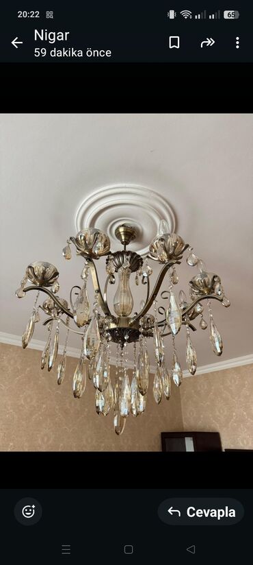asma tavan metbex ucun: Çılçıraq, 6 lampa, Metal