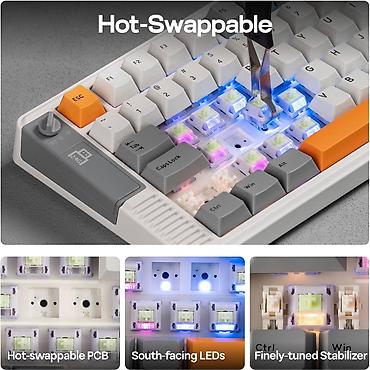 hot: Клавиатура, Механическая, Bluetooth, Проводное подключение, Размер: 75% — 8