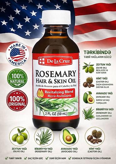 kanaplya yağı: De La Cruz Rosemary Hair & Skin Oil – canlandırıcı qarışım, 2 fl — 1