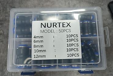 Набор пневматических фитингов NURTEX, 50 шт. в пластиковом
