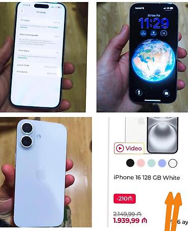 iphone 7 plus 64gb: IPhone 16, 128 GB, Ağ, Face ID — 1