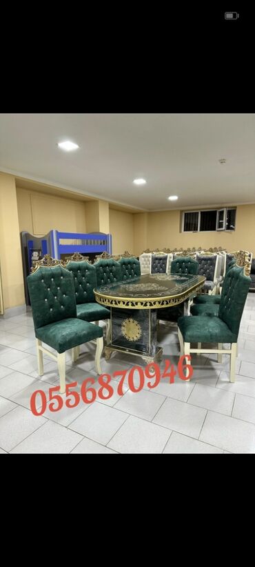 Masa və oturacaq dəstləri: Qonaq otağı üçün, Yeni, Açılmayan, Dördbucaq masa, 6 stul — 14