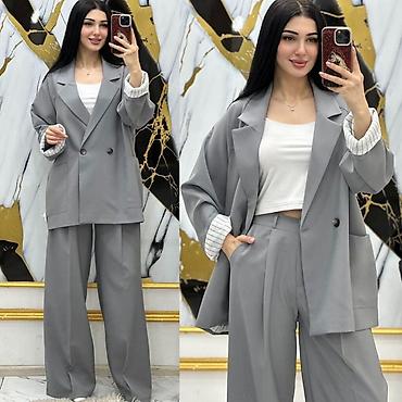 oversize: Qadınlar üçün 2 hissəli kostyum dəsti - Üslub: oversize kəsimli — 2