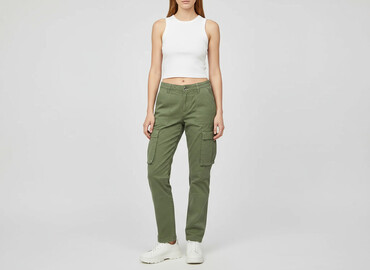 Spodnie cargo: Bershka, Spodnie cargo damskie, rozmiar XS