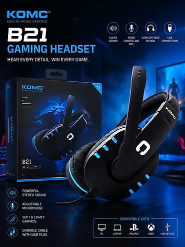 usb mikrofon: KOMC B21 Gaming Headset - Güclü stereo səs: oyundakı hər detalı aydın — 1