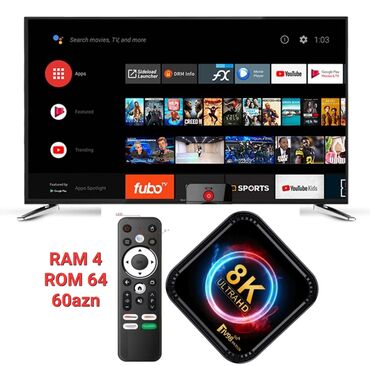 qusar tv: Smart TV boks TV box 4 GB / 64 GB, Android, Pulsuz çatdırılma