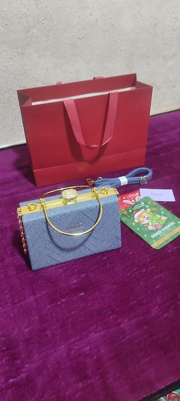 Клатчи: Мини-сумка-клатч с украшенной рамкой - Цвет: серо-голубой - Формат — 5