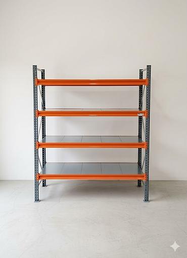 Salon, tibbi mebel: Sənaye tipli metal rəf sistemi - 4 səviyyəli modul konstruksiya - Yan — 1