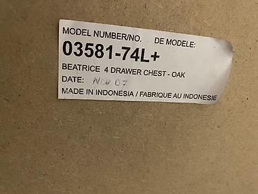 Комод Beatrice 4 Drawer Chest – Oak (модель 03581-74L+) - at lalafo.kg Комод Beatrice 4 Drawer Chest – Oak (модель 03581-74L+) -