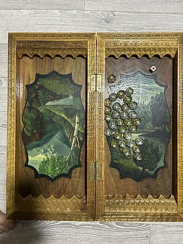 чёрная магия: Резная деревянная нарды/шашки в складном футляре - Материал: дерево с — 2