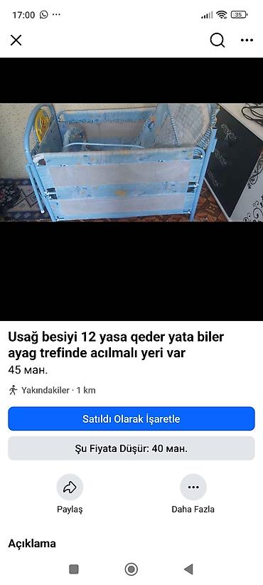 beşiy: Uşaq beşiyi – mavi rəngdə, metal karkaslı, şəbəkə yanlı təhlükəsizlik — 1