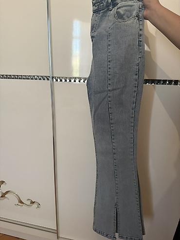 zara cins: ZARA qadın cins şalvarı - Rəng: açıq-boz/stone-wash denim - Yüksək — 3