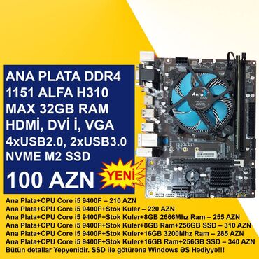 Sərt disklər (HDD): Ana Platası Ana Plata "DDR4 LGA 1151 Alfa H310 Bundle", Yeni