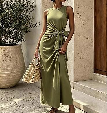 kaftan: Ženska duga haljina bez rukava sa bočnim čvorom. - Haljina sa — 8