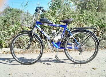 мапет: Benzin mühərrikli velosiped - Gövdə: mavi rəngli, şəhər/trek tipli