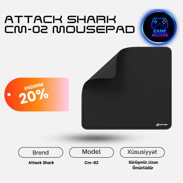 oyun kompüter: ❗❗Endirimdədir 45❌ 27✅❗❗ ATTACK SHARK CM02 Gaming Mousepad 🎮 !Ölkə