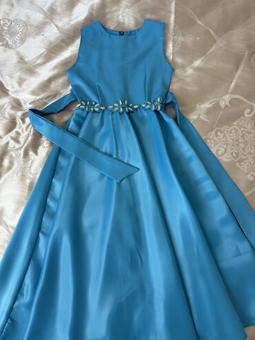 атласная юбка: Детское платье, цвет - Голубой