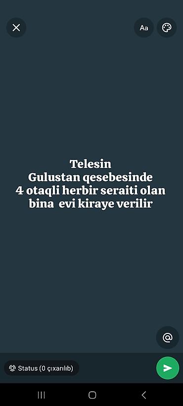 yeni guneşlide ucuz evler: Gülüstan qəsəbəsində 4 otaqlı, hər bir şəraiti olan bina evi kirayə — 1