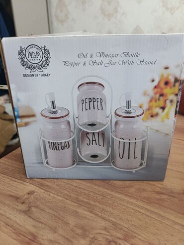 yağ satışı: MGM Golden Way – “Oil & Vinegar Bottle, Pepper & Salt Jar With