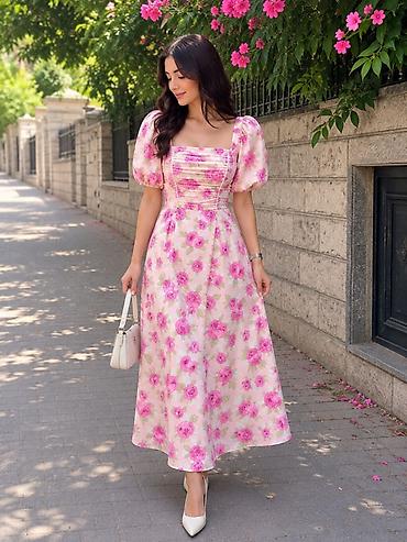 ucuz don: Gül naxışlı qadın donu - Stil: Romantik, yay üçün ideal - Rəng və — 1
