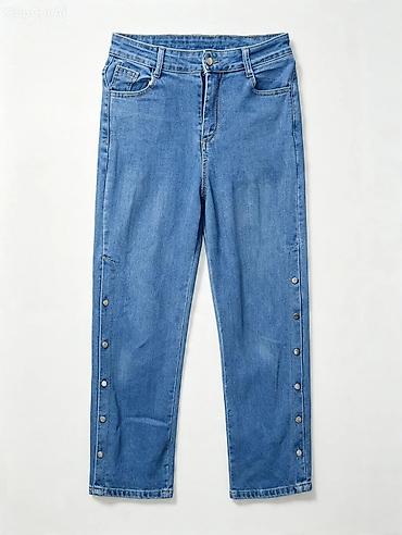 yeni model şalvarlar: Yenidir sayılı sayda geyinilibb. Mavi denim qadın cins şalvar Razmer  — 4
