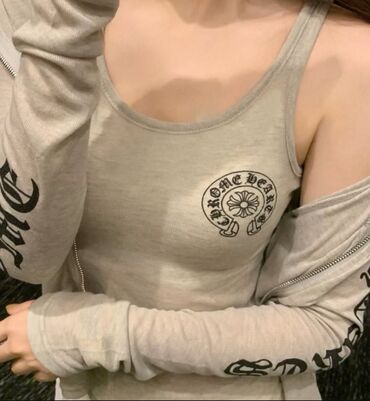 бюстгальтер с открытой спиной: Женский комплект Chrome Hearts: майка + худи на молнии - Цвет